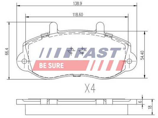 Fast Bremsbelagsatz Scheibenbremse Vorne FüR Opel Movano Kasten F9 X70 J9 U9 E9-image
