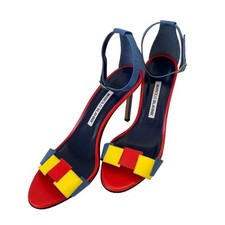 Manolo Blahnik Mules Sandals Heel Leather Multicolor EU38/US8 Auth from Japan