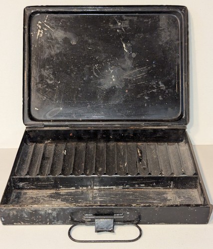 Antique Tin Case Artist's Box for Mineral Colors in Vials 9.5"x7", England