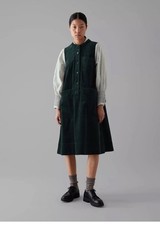 Toast A Line Cord Dress Size XL Oil Green Midi Corduroy Pinafore Pockets Organic