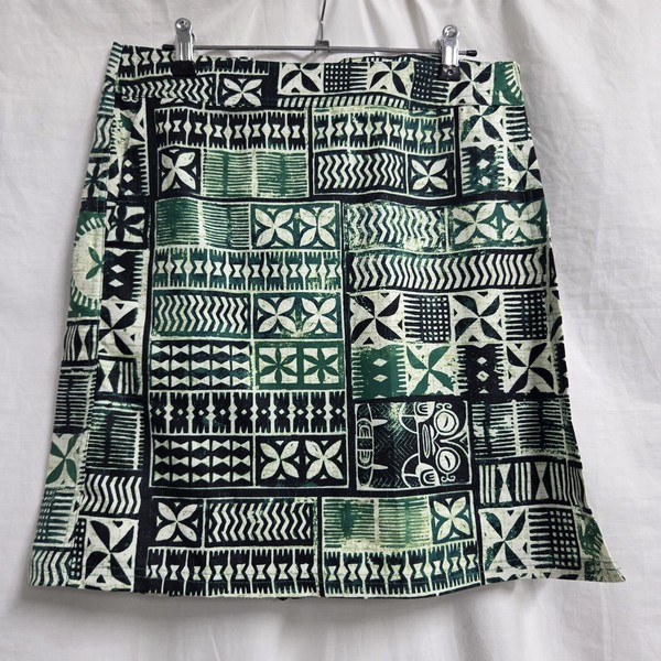 Ripskirt Hawaii SzM Green Black tapa Wrap Skirt Tropical Beach Resort