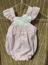 Vintage Tiny Tots Terry Original One Piece Bunny Jumper Sz 6-9 M Easter Pink