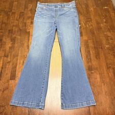 SPANX Pull On Bootcut Flare Jeans XL High Rise Stretch Midnight Shade Blue
