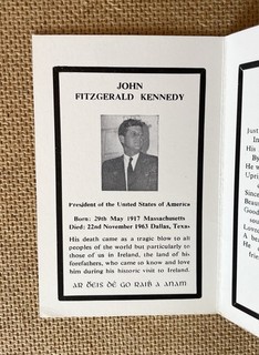 1963 Irish Funeral Prayer Card – President John F. Kennedy Printed in Ireland