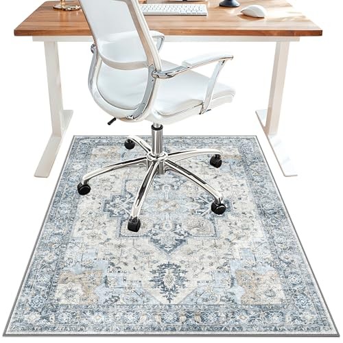 48x60 Blue Office Chair Mat for Hardwood Tile Floors – Under Desk Carpet Protector