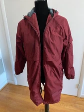 Maroon Sporti Swim Parka, Unisex Youth Medium, Hooded Full Zip, Gray Poly Lining