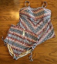 NEW Swim x Cacique Plus Sz 26 Aztec Lightly Lined No Wire Swim Tankini Two Piece