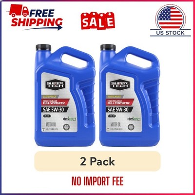 (2 pack) Super Tech High Mileage Full Synthetic SAE 5W-30 Motor Oil, 5 Quarts