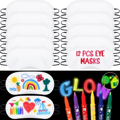 18 Pcs Sleepover Party Supplies, 12 Eye Masks and 6 Glow in The Dark Marker P...