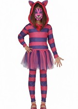 Kids Size The Cheshire Cat Style Girls Alice In Wonderland Fancy Dress Costume