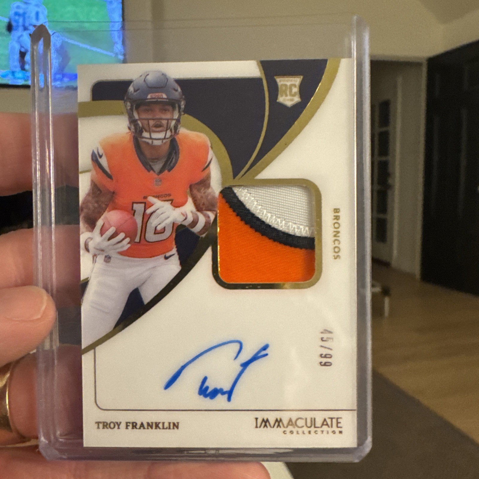 2024 Panini Immaculate RPA Autograph Auto Patch #113 Troy Franklin 45/99 RC