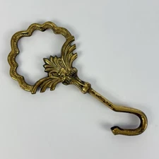Vintage Brass Fireplace Damper Opener Hook Decorative Heavy 8” Long