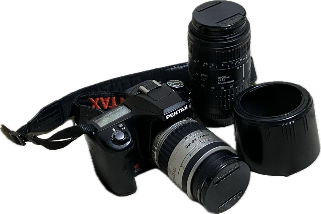 PENTAX K100D Digital SLR Camera Black with Two Lenses From Japan