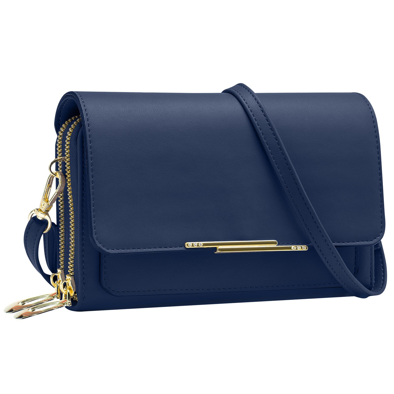 Sac bandoulière smartphone bleu avec multi-compartiments de rangement