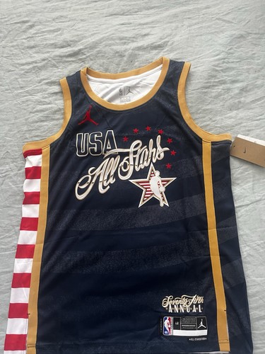 BRAND NEW USA LeBron James #23 NBA All-Star Men’s Jersey Size Large Blue Gold 