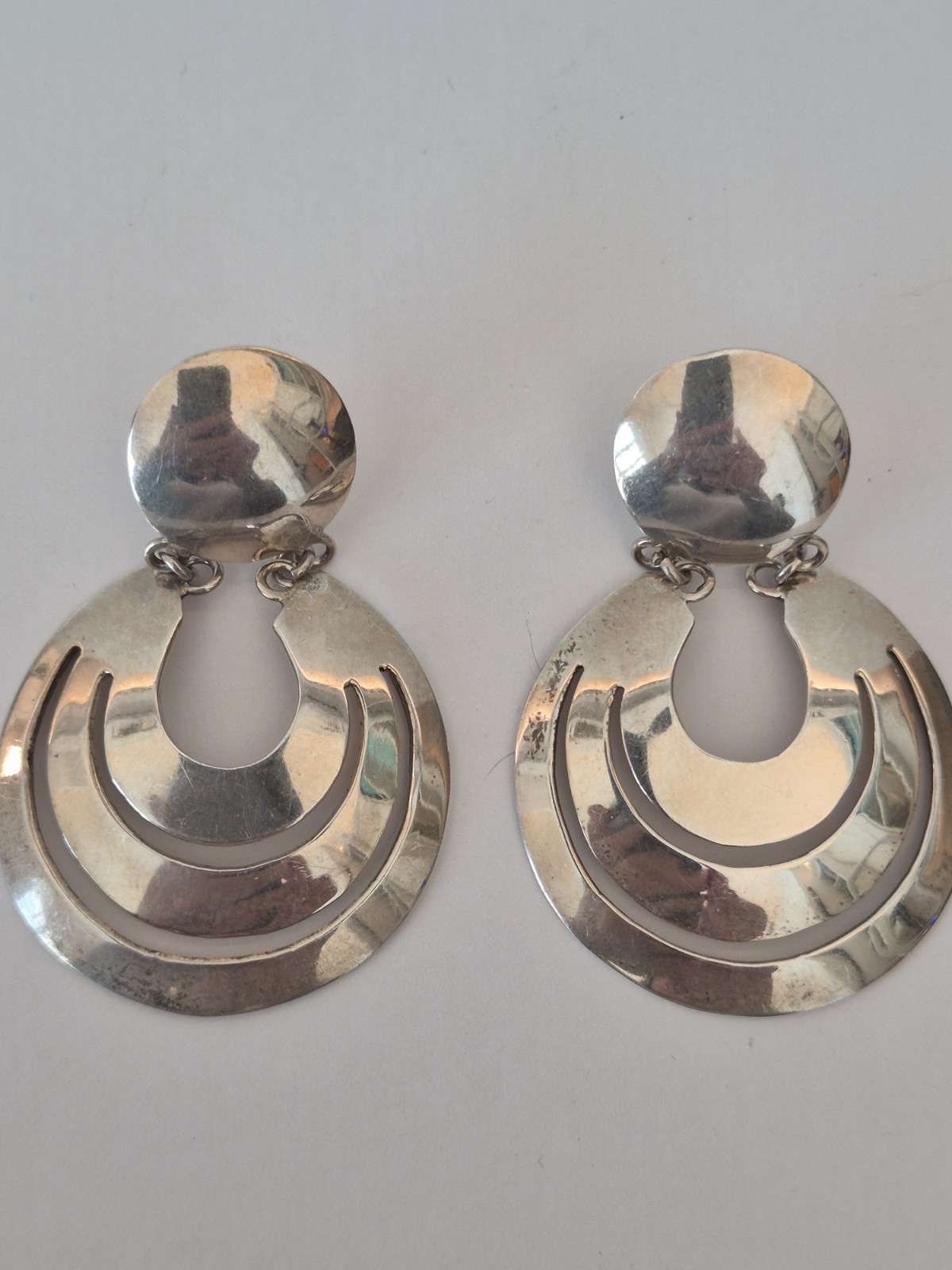 Sterling Silver Large Statement Dangle Earrings 2… - image 1