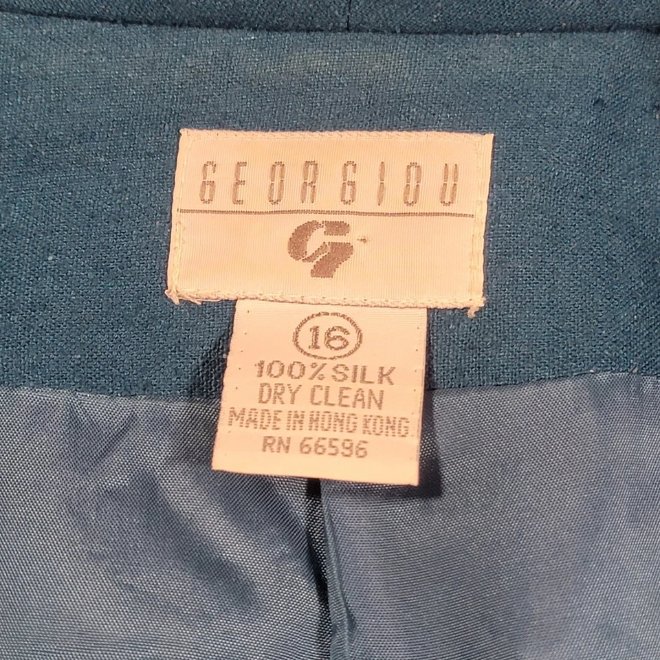 Jaqueta feminina vintage Georgiou 100% seda blazer azul-petróleo tamanho 16 Longline Hong Kong - Imagem 4 de 4