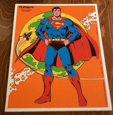 Vintage Playskool Superman Wooden Puzzle 1981 Tray style 380-13