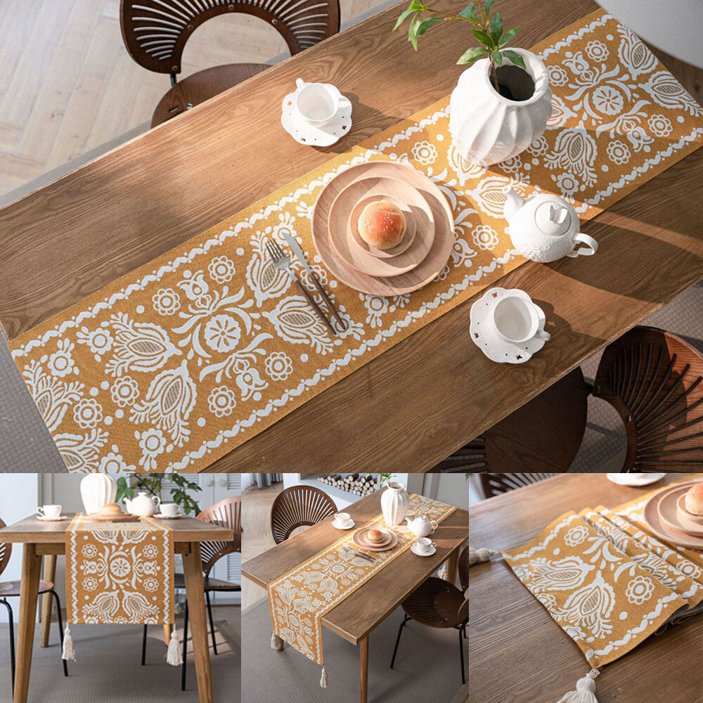 Jacquard Table Runner Tassels Table Cloth Placemat Dining Room