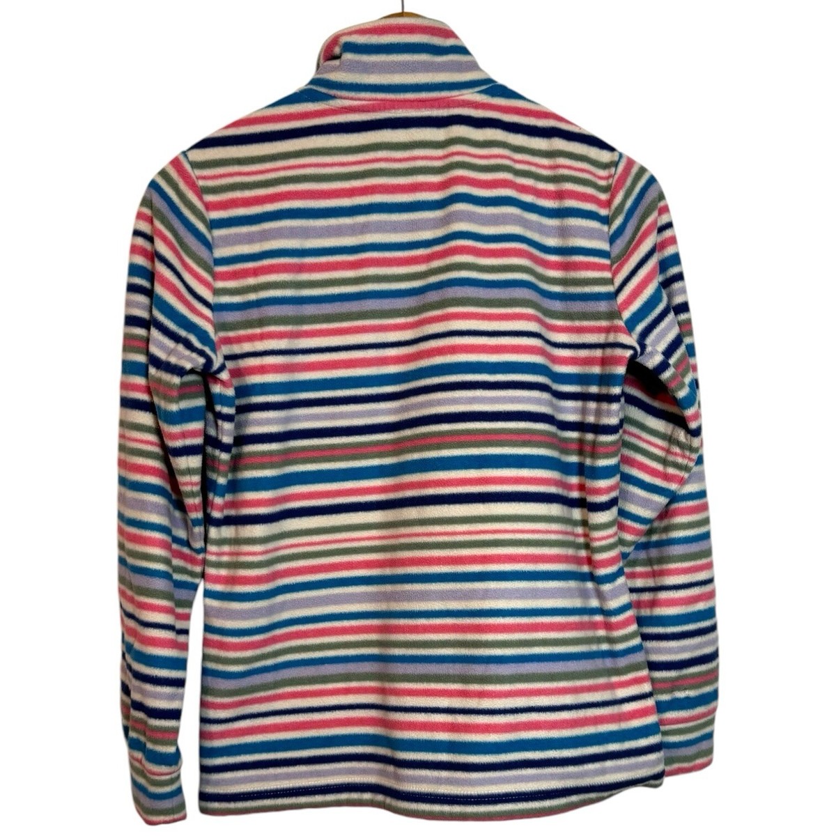 Sahalie Butter Fleece Striped Colorful 1/4 Zip Pullover Sweater Petite Small