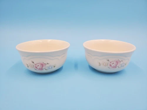 Vintage Pfaltzgraff Tea Rose Ice Cream / Berry Bowls Set of 6 - Retro USA 1980's