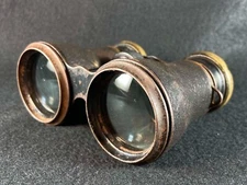 WW1 Military Telescopic Binoculars GLASER 6 brass and leather German 1890s-1920s