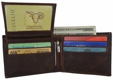 Hunter Premium Leather Mens Bifold Removable Double ID Card Holder Flap Wallet