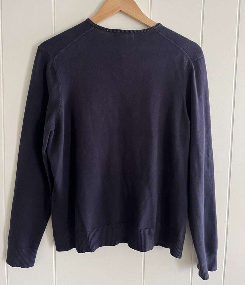 Lands’ End Navy Blue Cardigan Sweater Size M eBay