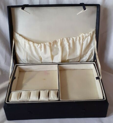 ANTIKE FLORA FAUNA BESTICKT SCHWARZE SEIDE SCHMUCKBOX - Bild 8 von 12