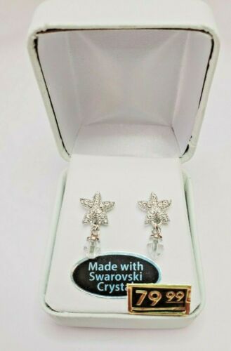 Orecchini Cristalli di Swarovski Starfish In Argento Sterling Sovrapposizione 10mm Nuovi - Foto 2 di 3