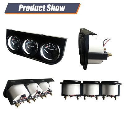 2in Triple Gauge Set 3In1 Water Temp Oil Pressure AMP Meter Universal For 12V Car Boat Truck