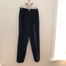 Sz 10 Vintage Black Pleated Strategy Dress Pants