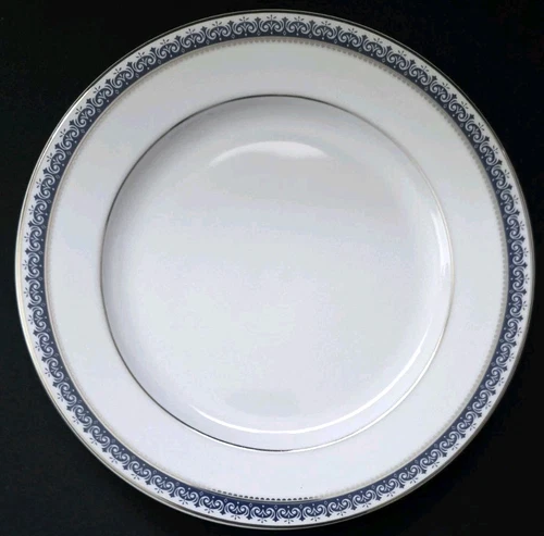 SET OF 4 MIKASA CHINA PLATINUM CROWN COBALT SALAD PLATES 8"