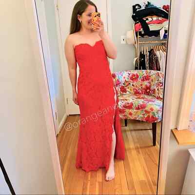 fame and partners red lace dress fame and partners vania red plunge halter satin dress Red Halter Deep-V Lace Formal Dress