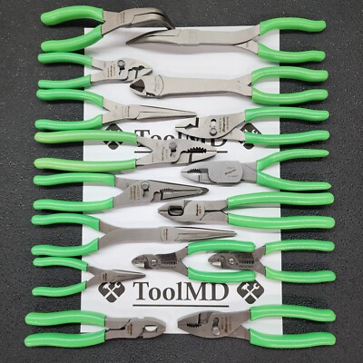 Snap-on Tools USA NEW 16pc GREEN Plier/Cutter/Stripper Set LN47ACF HL138ACP 