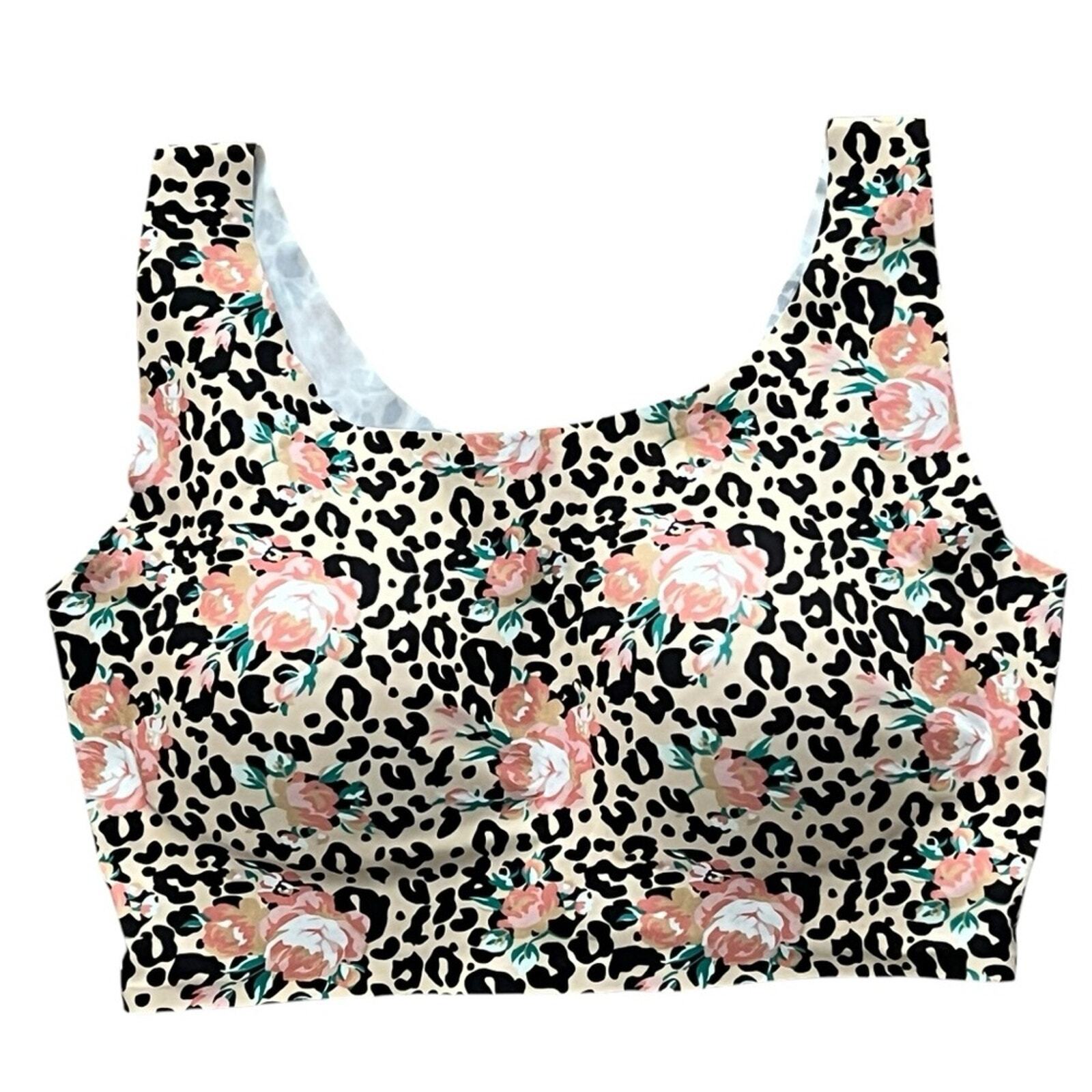 Rhonda Shear 1X Seamless Floral Padded Bra Animal Print Infinity Edge  