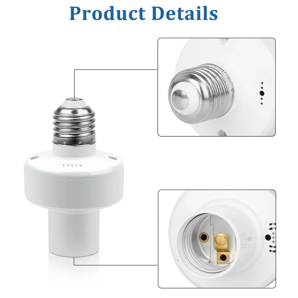 Wireless Remote Control Light Lamp E27 Screw Bulb Base Holder Cap Socket Switch - Image 4 of 4