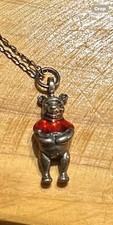 Vintage Sterling Silver Enamel Walt Disney Winnie the Pooh Charm Necklace