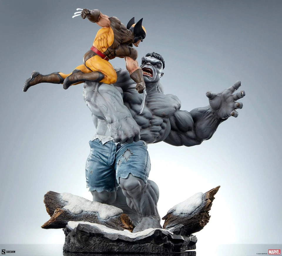 SIDESHOW Marvel X-Men Comics Grey Hulk vs Wolverine Maquette Statue Figure NEW - Image 4 of 4