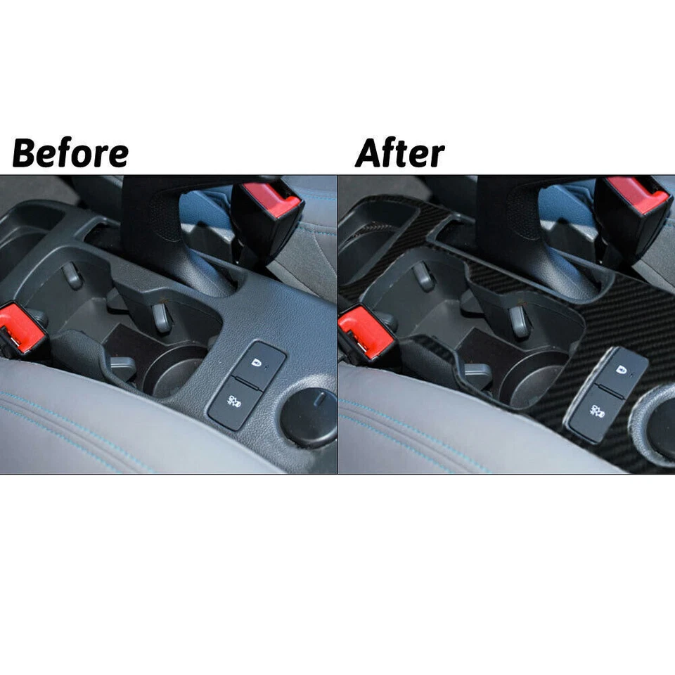 Para Chevrolet Sonic 2012-2016 Soporte de taza de agua de fibra de carbono Cubierta de panel Borde 3 piezas Foto 3 de 4