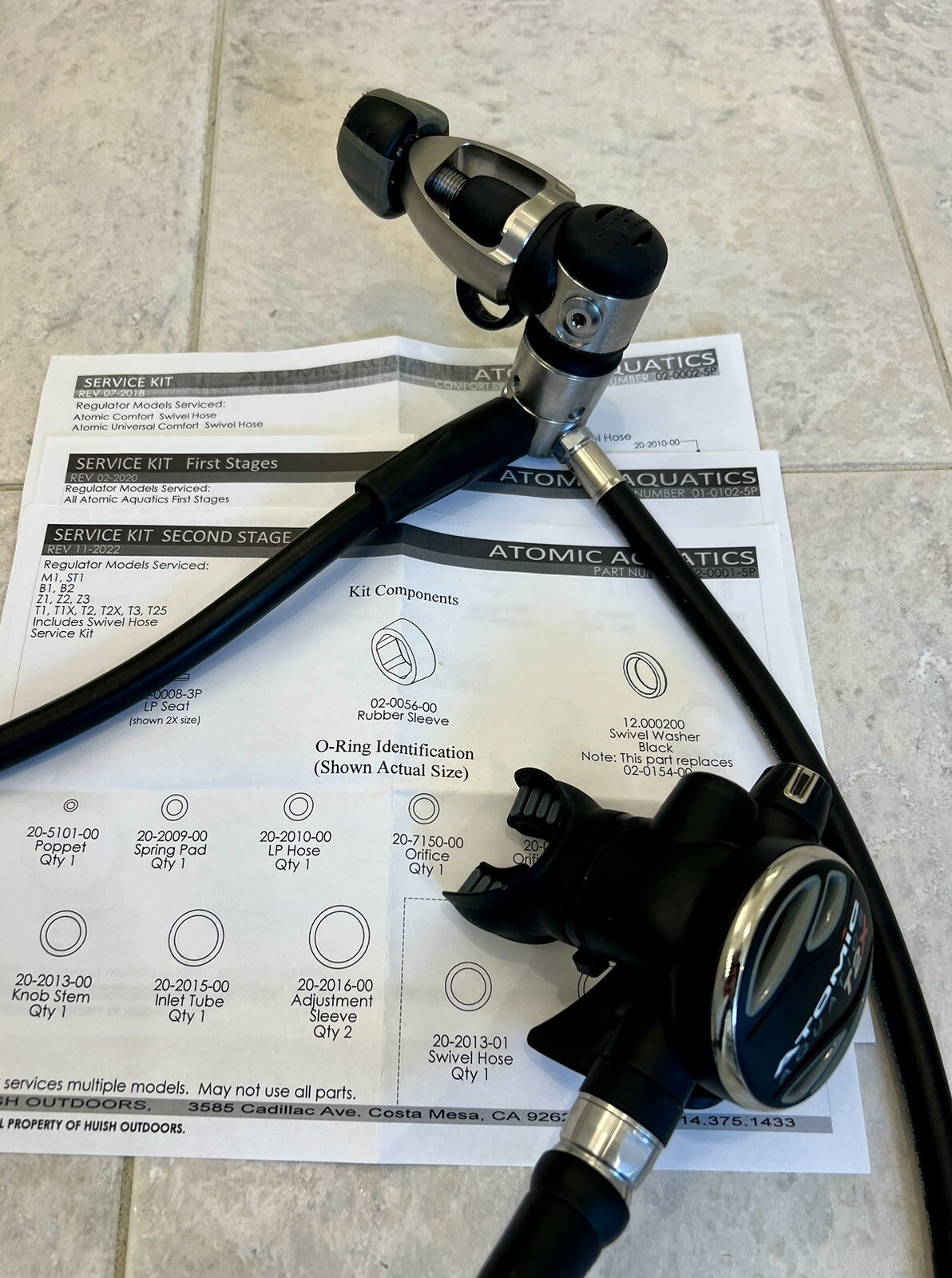 Atomic Aquatics T2X scuba regulator set 1st & 2nd stages serviced