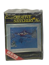 Vogart Crafts  Vintage 1976 Crewel Creative Stitchery Kit Farm in Winter 411N 
