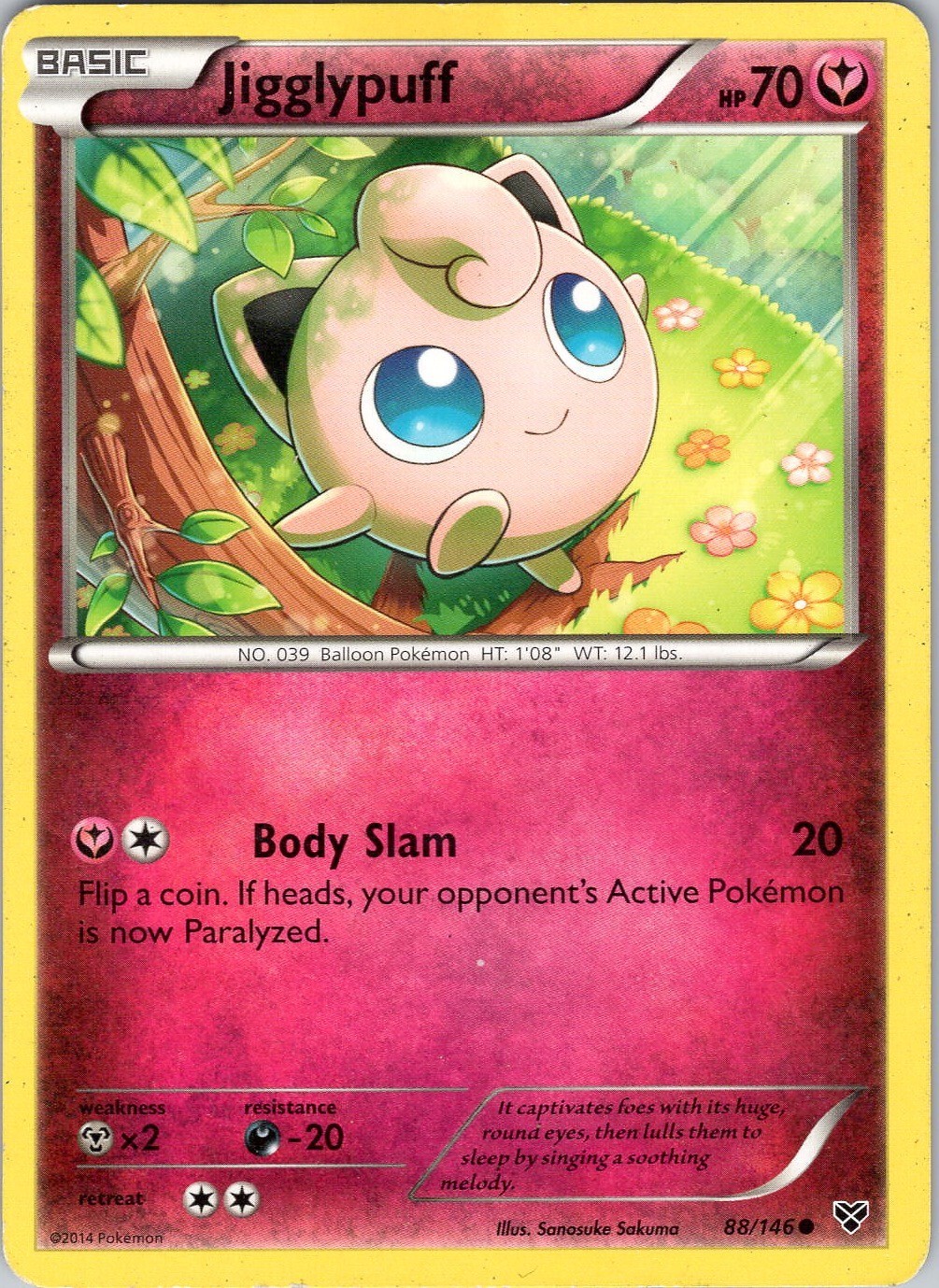 Pokemon TCG Jigglypuff XY Base Set 88/146 Regular Common Card Played LP