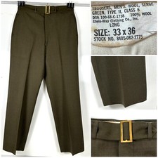 Vintage Military Wool Pants Mens Size 32X31 Actual Serge Green Trousers 70s EUC