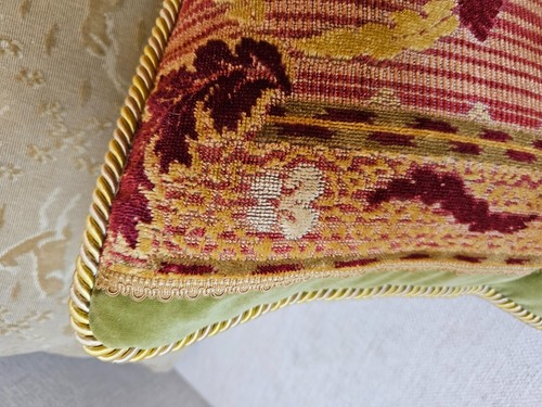 Scalamandre Villa Farnese cut linen velvet, Houles trim, Brunschwig rope pillow - Picture 6 of 12