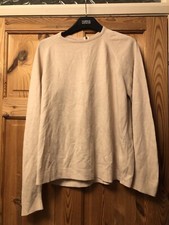 Ladies Beige Fine Plain Knit Jumper Size L/XL
