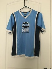Boy s Nike Dri-Fit Blue White Mesh Short Sleeve Athletic Shirt Size L 14-16