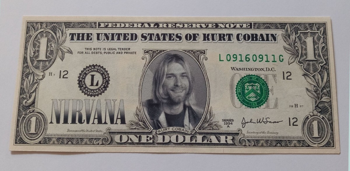 Kurt Cobain $1 Dollar Bill, RARE, Limited Edition, Nirvana