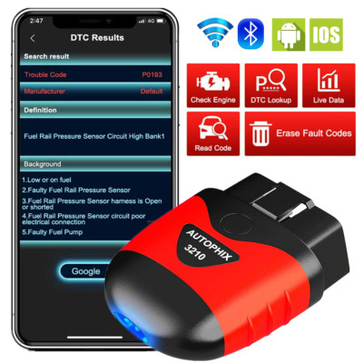 Bluetooth ELM327 Car OBD2 Code Reader Scanner Diagnostic Tool for IOS Android