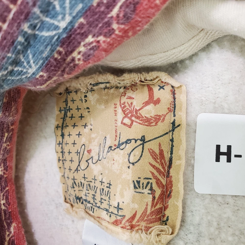 ВИНТАЖНАЯ женская толстовка с капюшоном Billabong большая кремовая ацтекская навахо на молнии ЧИТАЙТЕ - Изображение 3 из 4